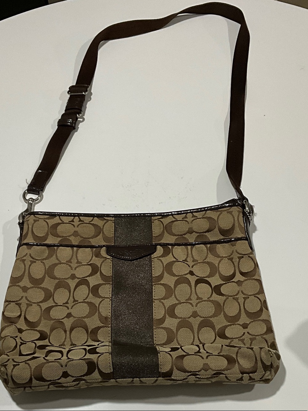 Coach Brown Signature Canvas Crossbody Bag